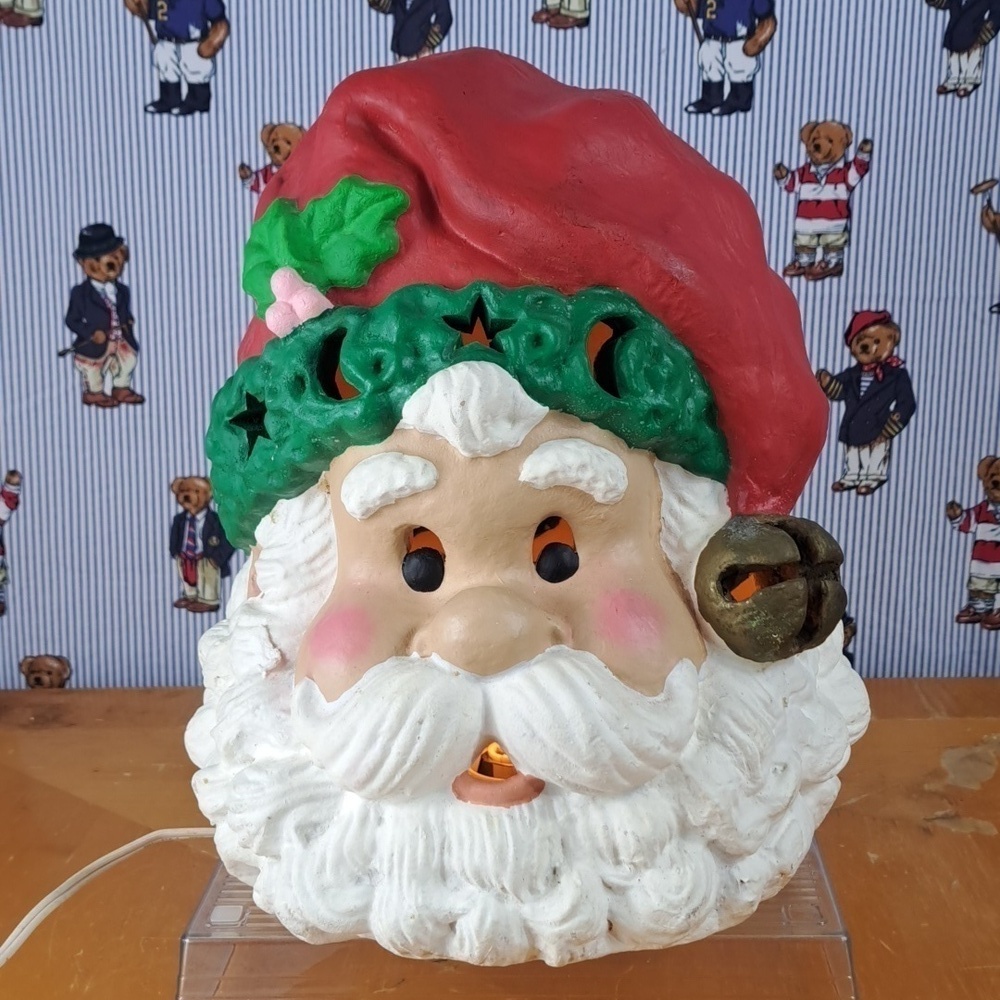 Vintage 1997 Matrix Santa Claus molded light up head moon & stars Christmas